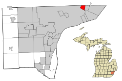 Wayne County Michigan Incorporated and Unincorporated areas Harper Woods highlighted